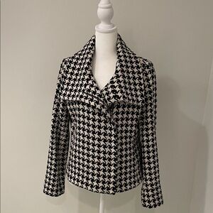 Talbots Black and Ivory Houndstooth Blazer